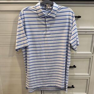 Peter Millar Blue and White Striped Polo Shirt
